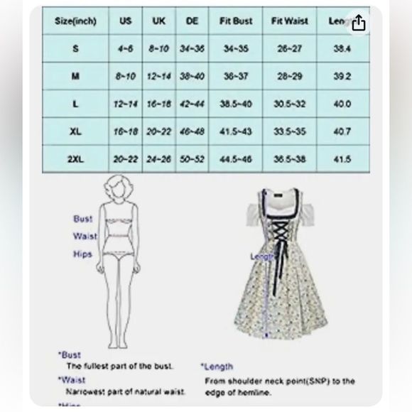 XL16-18 Trachten,Oktoberfest,Germanfest Dirndl Dress,3-pc,Blue Roses embroidered - Picture 14 of 14